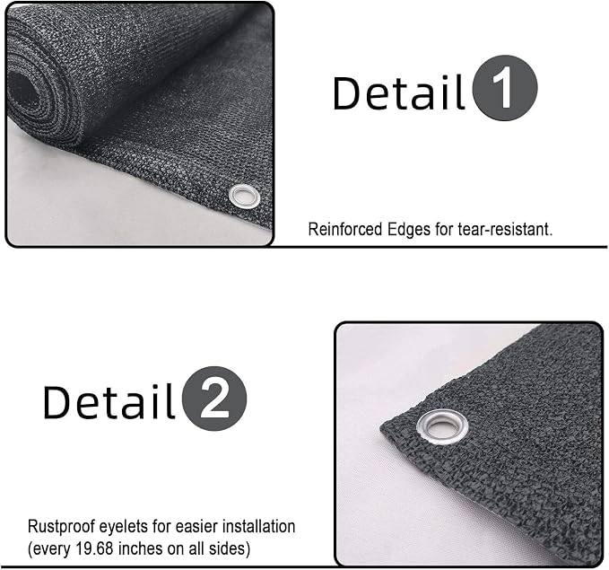2.5'x7' Dark Grey Balcony Privacy Screen Fence 90% UV Block | 90% privacy shield - Image 4