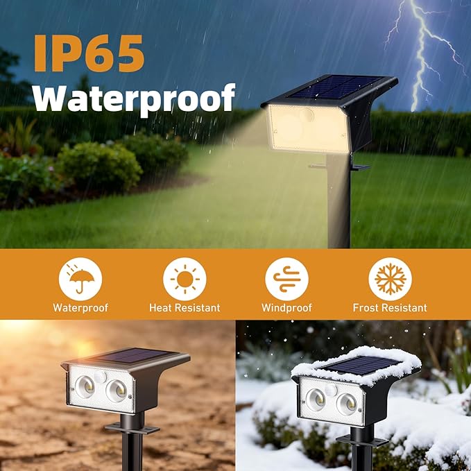 btfarm Solar Spot Lights Outdoor Waterproof, 8 Pack/3 Modes Motion Sensor Lights, Solar Powered Spotlights 2-in-1 Auto On/Off for Outside Pathway Yard Garden Landscape Lighting, Warm White