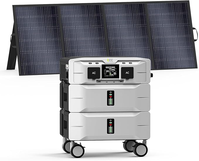 IEE SP5000 Solar Generator with 1x400W Solar Panel,120/240V Dual Voltage 5000W(Peak 9000W) 5120Wh LFP Battery Power Station,Fast Charging APP Control for Home Use,Emergencies,RVs.