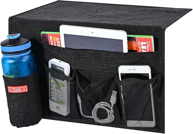 Zafit Linen 5 Pockets Bedside Caddy, Bedside Storage Organizer - Image 2