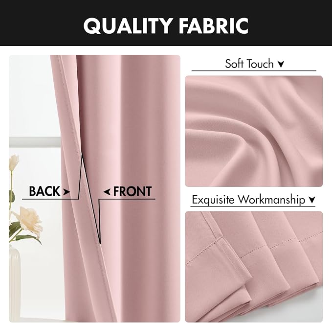 MIULEE 4-Panel 36 Inch Blackout Kitchen Tier Curtains Over Sink Light Pink | - Image 8