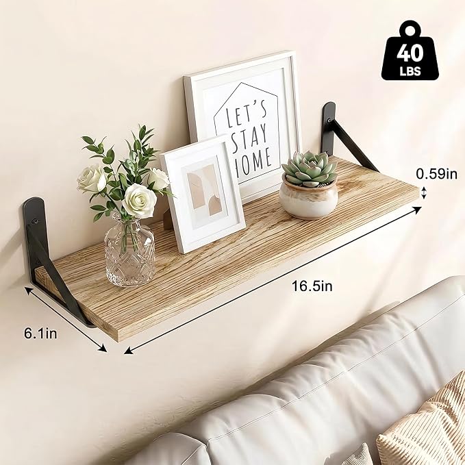 Fixwal Wall Floating Shelves for Decor | Wood Shelves, Natural Grain, 40Lb - Image 3