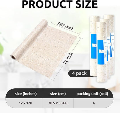 RAY STAR 12X120 Inch Shelf Liner for Kitchen Cabinets, Non-Adhesive Cabinet Liner Washable, PVC Drawer Liner for Dresser Non-Slip Bathroom (Yellow)(4 Roll)