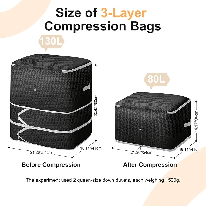 Comforter Storage Bag -130L Large Capacity Blanket Storage Bags 3-Layer Ultra - Image 2