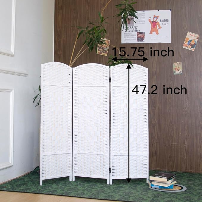 3-Panel Short Room Divider, 3.9 ft Freestanding Partition Wall, Natural White - Image 5