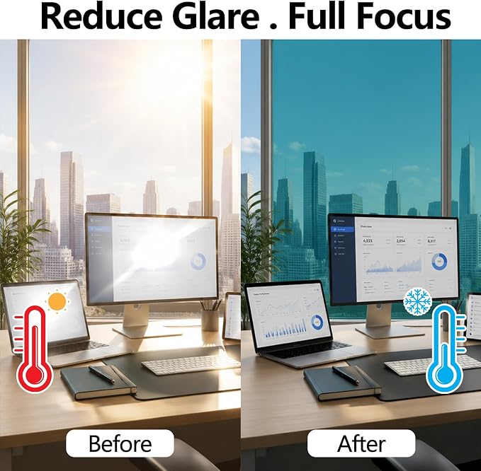 One Way Privacy Window Film Static Cling Mirror Tint 29.5Inx6.5Ft | Heat - Image 4