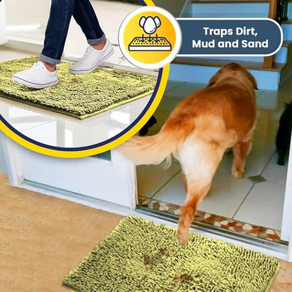 Muddy Mat® Original Dog Door Mat for Muddy Paws, Super Absorbent Microfiber, Non-Slip Washable Pet Rug, Quick Dry Chenille Entryway Carpet, Machine Washable Indoor Outdoor mat, Yellow 18"x28"