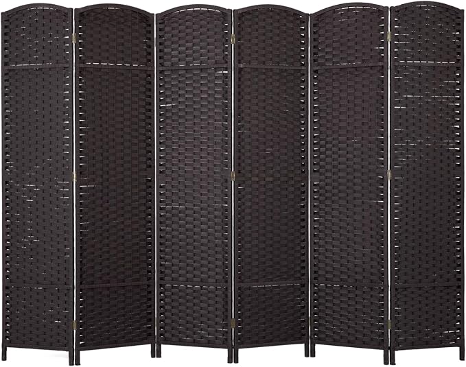 Room Divider 6 Panel 5.6 FT Tall Privacy Screen Waterproof Wood Frame Partition by PayLessHere