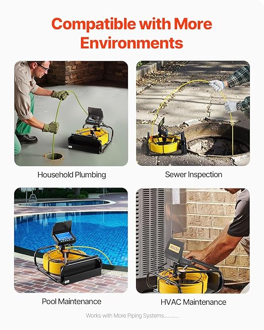 VEVOR Sewer Camera, 98.4 ft/30 m, 4.3" Pipe Drain Inspection Camera with DVR Function and LED Lights, Waterproof IP68 Borescope, Industrial Endoscope for Home Wall Duct Drain Pipe Plumbing