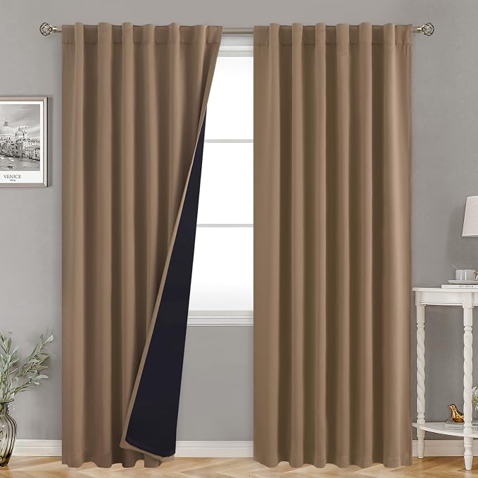 BGment Thermal Insulated Taupe 100% Blackout Curtains 84 Inches Long by BGment