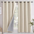 YoungsTex Warm Beige Linen Blackout Curtains 63 Inch Length, Room Darkening by YoungsTex