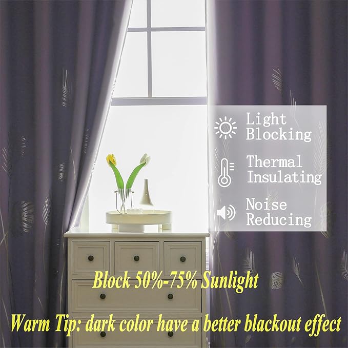 Lilac Blackout Curtains 96 Inches Long, Grommet Curtains - Image 6