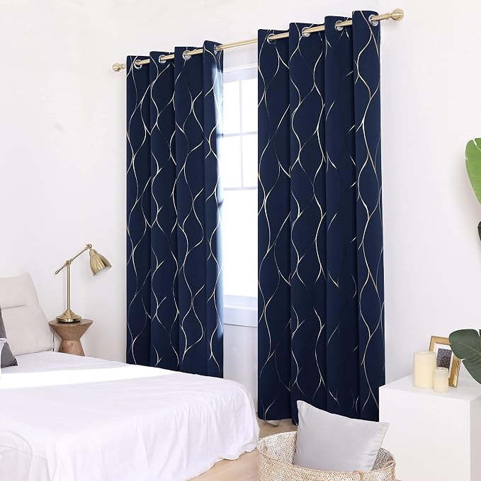 Deconovo Curtains for Living Room, Pattern Blackout Curtains 45 Inches Long | - Image 3