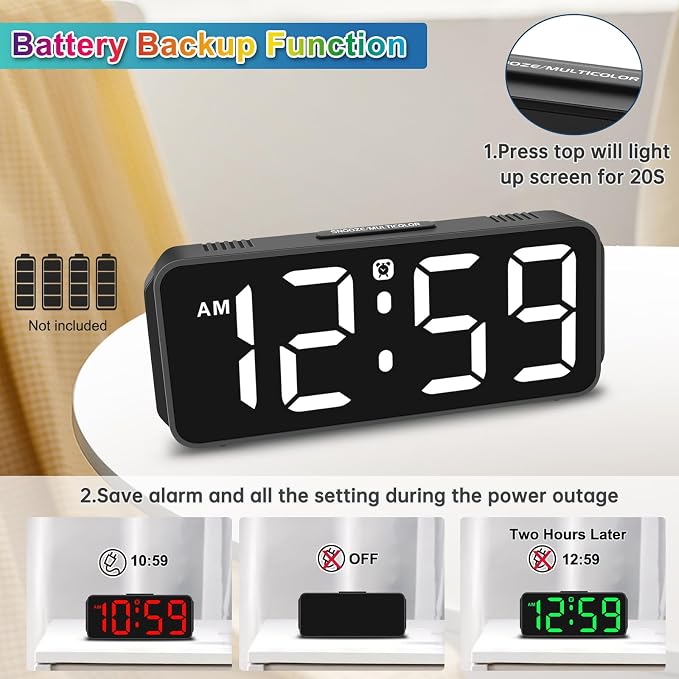 Peakeep Small Cute Digital Alarm Clock Plug-in - Image 5
