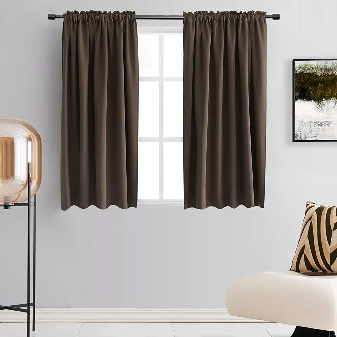 Chocolate Brown Blackout Curtain Panels by DONREN