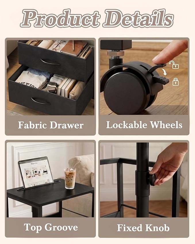 Faesun Swivel Lift Top Nightstand - Image 6