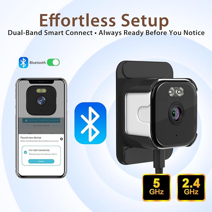 EVERSECU 2K Window Camera with Adhesive Mount, Starlight Color Night Vision, Motion Detection, 2-Way Audio, 2.4G/5G WiFi, Compatible with Alexa, Perfect for Front Door, Porch, Backyard Monitoring