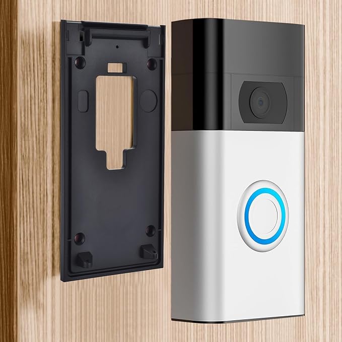 Fansoun No-Drill Adhesive Mount for Ring Video Doorbell (2nd Generation - 2020 Release), Mounting Bracket Accessories for Apartments Office Houses (Black)