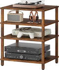 4-Tier AV Media Player Stand, Brown Stereo Cabinet, Modern Stereo Cabinet, Wooden TV Stand,Game Console Shelf, Multifunctional Entertainment Center, Suitable for Home, Conference Room, Game Studio