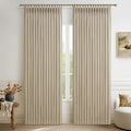 Natural Pinch Pleated Two Layer Linen Blackout Curtains 90 Inches Long by PleatedDrapes