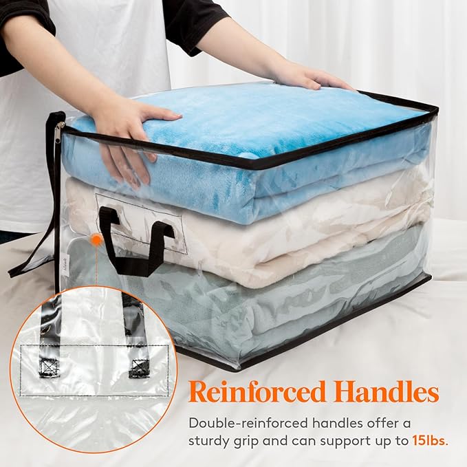 Lifewit 8 Pack Clear Clothes Storage Bags, 60L Plastic Blanket Vinyl Foldable - Image 5