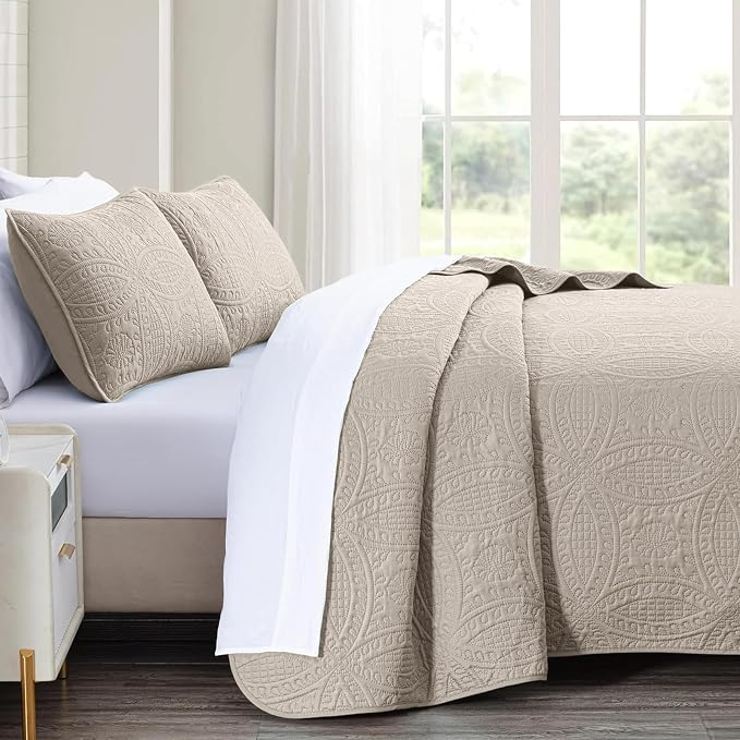 akkialla Taupe Twin Quilt Set, Ultrasonic Lightweight Bedspread Coverlet - Image 4