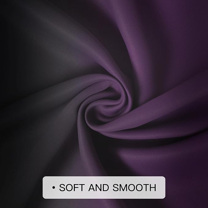 COSVIYA Grommet Ombre Blackout Purple and Black Curtains, W52 x L84 inch | Room - Image 5