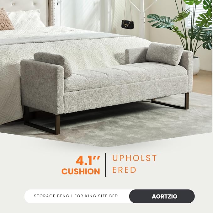 64" King Size End of Bed Storage Bench - Image 5