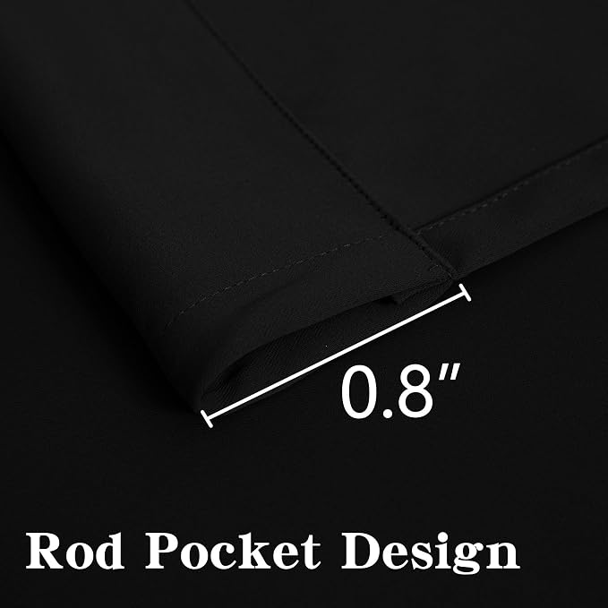 IGEMAEVE Blackout Curtains for Bedroom Rod Pocket Black 52" W x 84" L | Living - Image 8