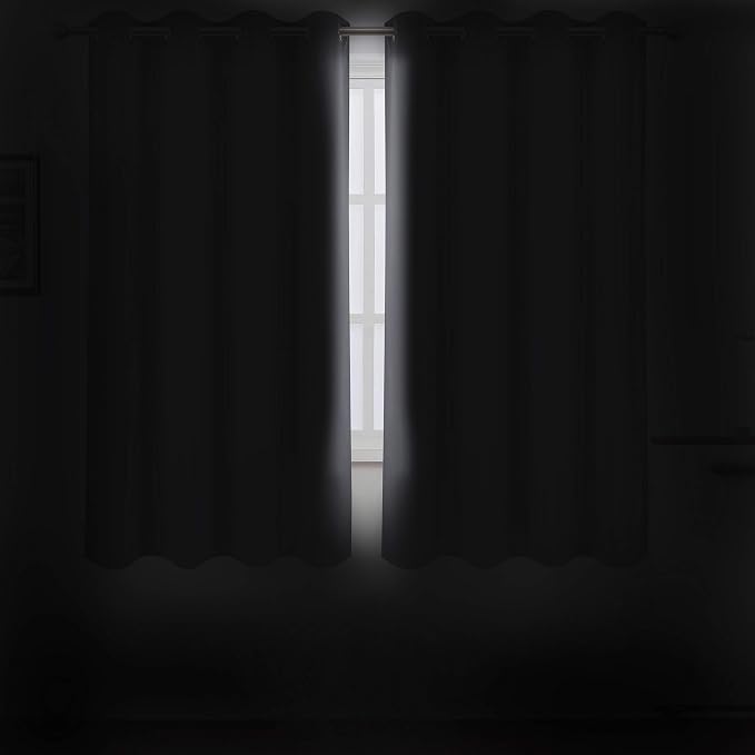 Grey Blackout Curtains 66 x 63 Inch Length/Set of 2 Curtain Panels/Thermal - Image 3