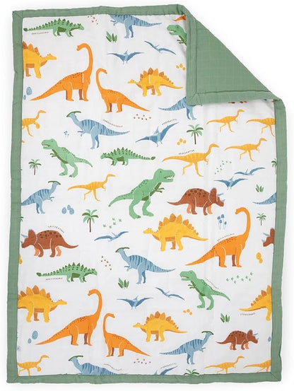 Little Unicorn Toddler Bedding 3-Piece Set | Super Soft & Breathable Muslin Fabric | for Convertible Cribs & Toddler Beds (Dino Names)