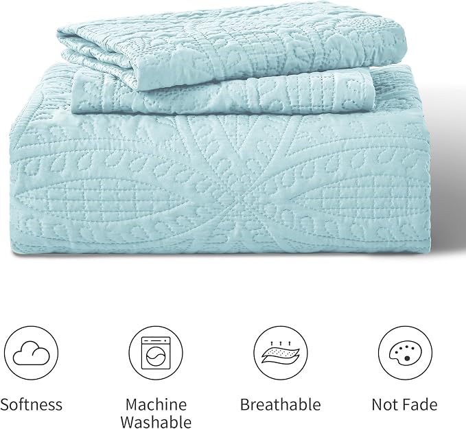 Love's cabin Quilts for Full Bed Spa-Blue Bedspreads Bedding Set - Image 8