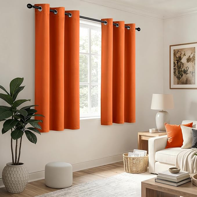 Fall Orange Blackout Curtains for Bedroom Living Room W40 x L72 Inch | 72 Inch - Image 5