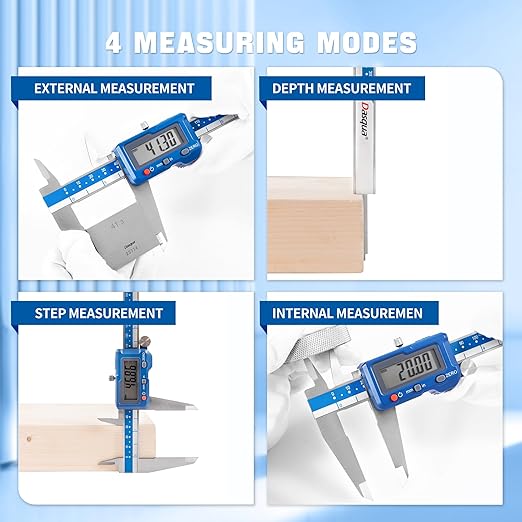 Dasqua 12”/300mm Digital Caliper, Stainless Steel Precision Measuring Tool with Advanced Dual Chip, Large LCD, Resolution 0.0005”/0.01mm, Accuracy ±0.0012”/0.03mm