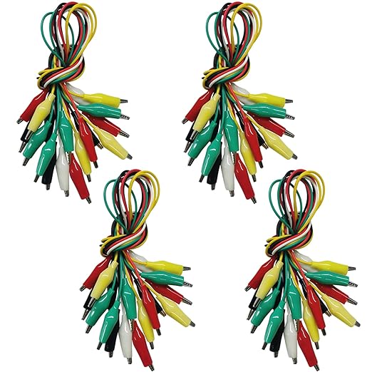 40PCS Premium Alligator Clips Electrical, Crocodile Cable, Test Leads with Test Probes, 5-Color Dual Ended Jumper Wires with Alligator Clip for Multimeter, Electric Experiments, Circuit Connection