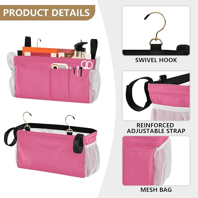 DOMIKING Neon Pink Bedside Caddy - Image 5