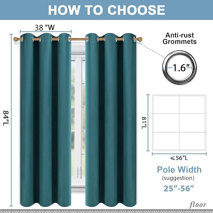 Diraysid Sea Teal Grommet Blackout Curtains - Image 6
