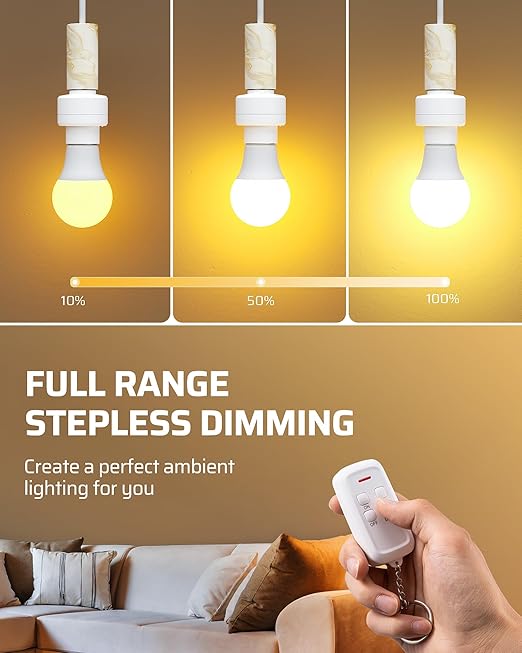 DEWENWILS Remote Control Light Socket with Dimmer, Wireless Light Switch, Dimmable Remote Light Bulbs Socket Switch, 100FT, E26 E27 Base with Controller, No Wiring, for Closet, Basement, ETL Listed