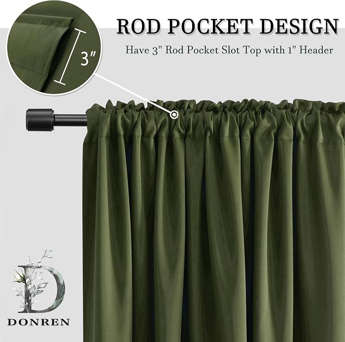 Dark Olive Green Blackout Curtains - Image 2