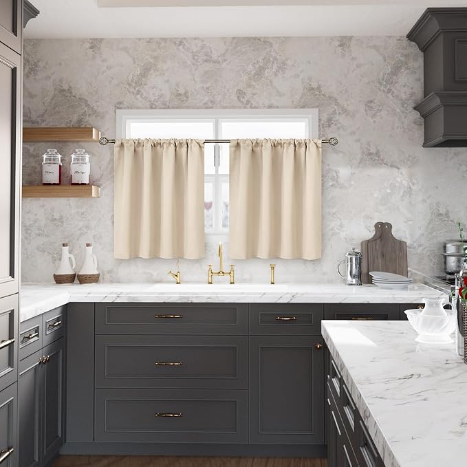 BGment Small Blackout Curtains for Kitchen Window 34x36 Inch - Image 2