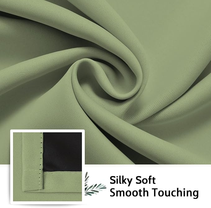 SimpleHome Sage 100% Blackout Curtains Room Darkening Living Room 54 Inch | - Image 7