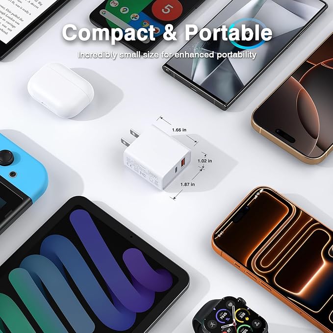 3 Pack 20W PD USB Charger, Dual-Port USB-C Wall Charger Plug in Block Station Type c Box Supper Fast Charging Brick for iPhone, Samsung Galaxy, Google Pixel, Motorola, Oneplus Kindle Cargador Cube