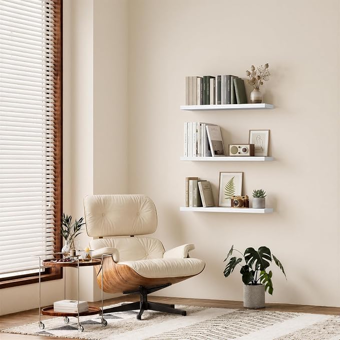 BAYKA White Floating Shelves 35.4in, Wall Mounted - Image 2