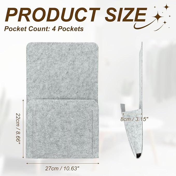 uxcell 4 Pockets Bedside Caddy, Bed Hanging Storage Bag Holder - Image 2