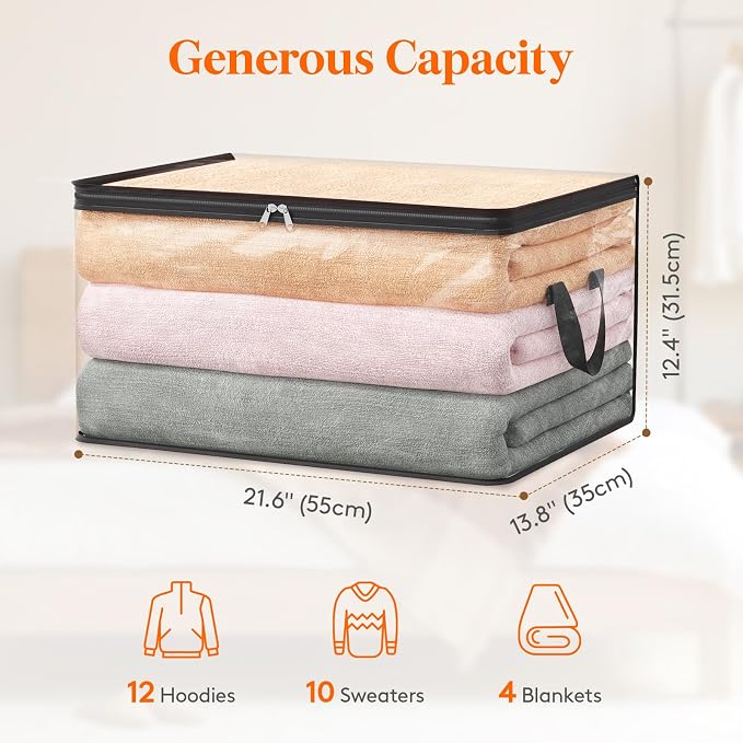 Lifewit 6 Pack Clear Clothes Storage Bags, 60L Plastic Blanket Vinyl Foldable - Image 4