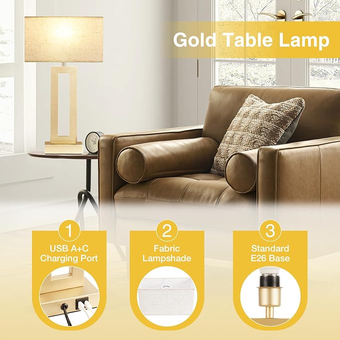 Seealle 22" Tall Bedroom Lamps for Living Room - Image 4