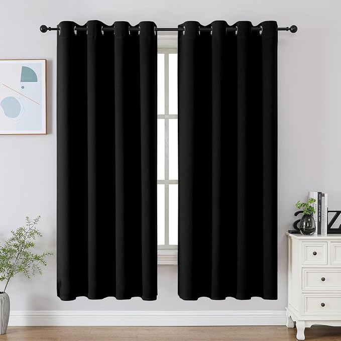 CUCRAF Black Blackout Curtains & Drapes Grommet Soundproof Curtains by CUCRAF