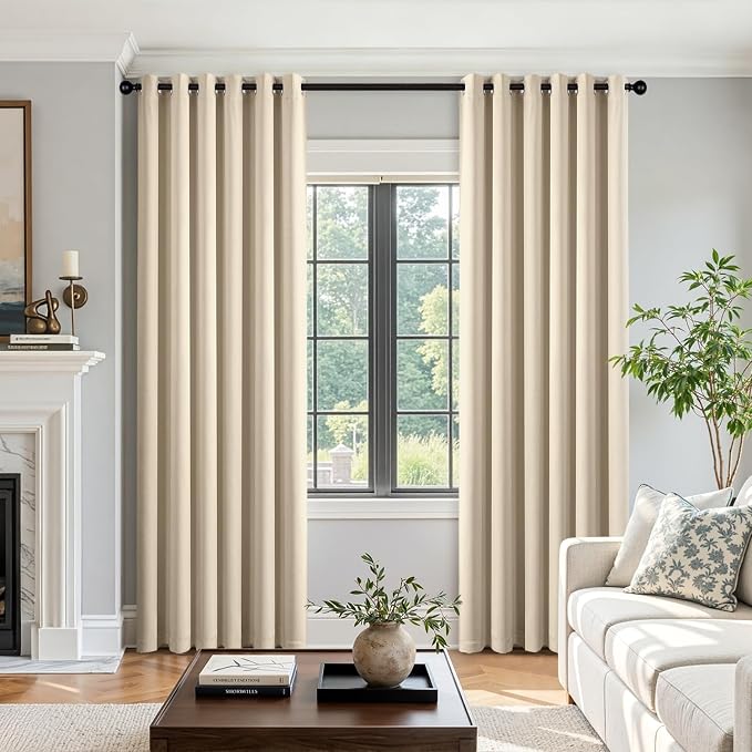 Cream Beige Blackout Curtains for Bedroom Living Room W40 x L84 Inch | 84 Inch - Image 5