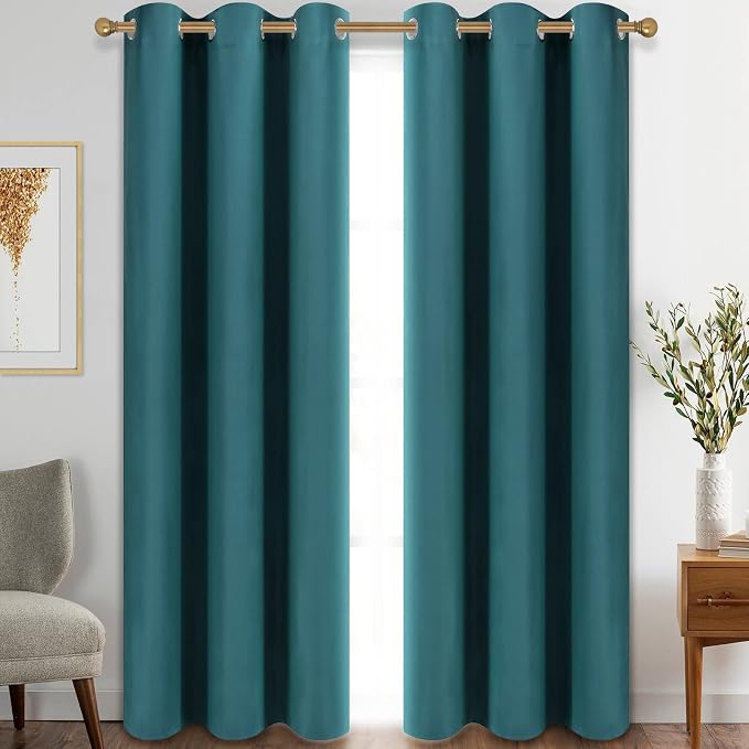 Diraysid Sea Teal Grommet Blackout Curtains by Diraysid%2C+refresh+your+life