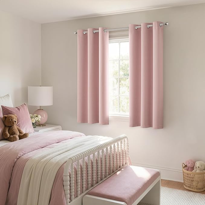 Light Pink Blackout Curtains for Bedroom Living Room W40 x L63 Inch | 63 Inch - Image 5